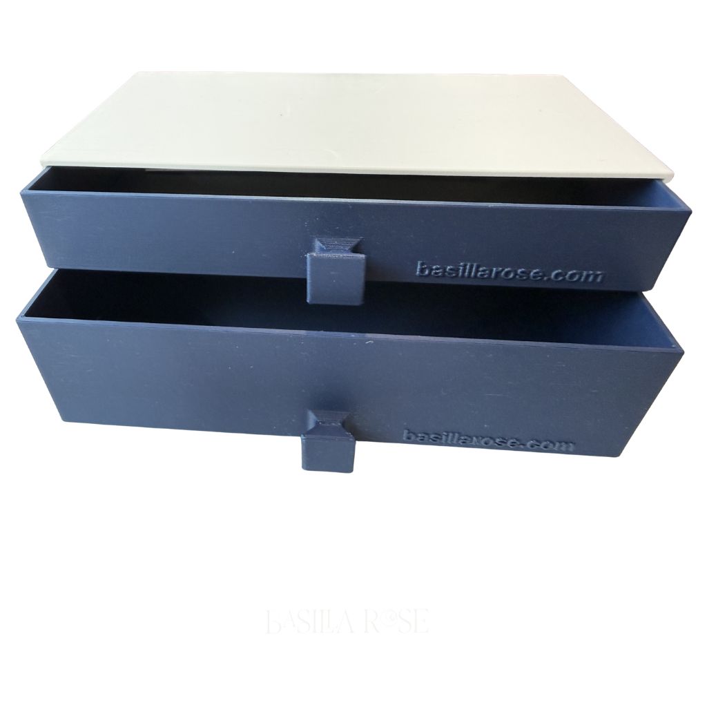 SlipFit Dual Drawer modular storage system with two stacked drawers, featuring a flat tool tray on top and a removable tissue blade insert below for safe, organized craft tool storage.