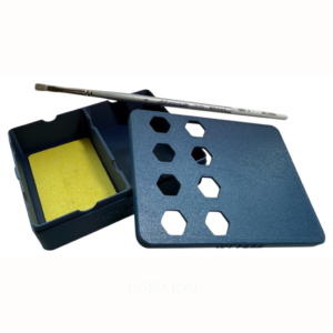 Ventilated hex-lid water tray designed for metal clay preparation and travel